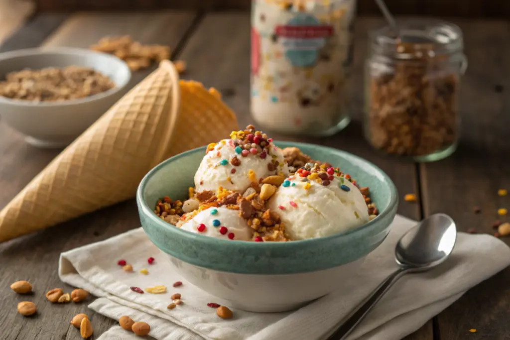 Elevate your ice cream with the perfect crunch topping, blending texture and flavor for a delightful treat.