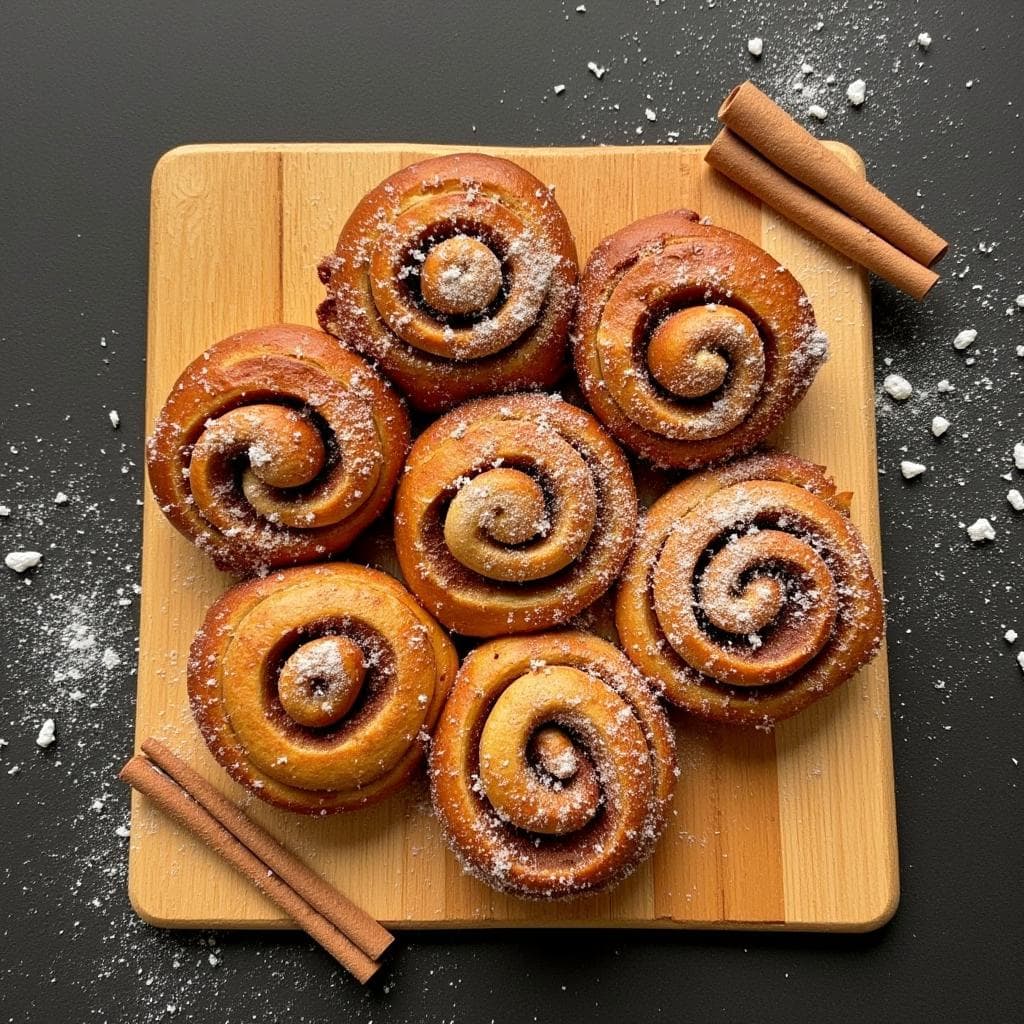 Golden kouign amann cinnamon buns with caramelized edges and cinnamon sticks.