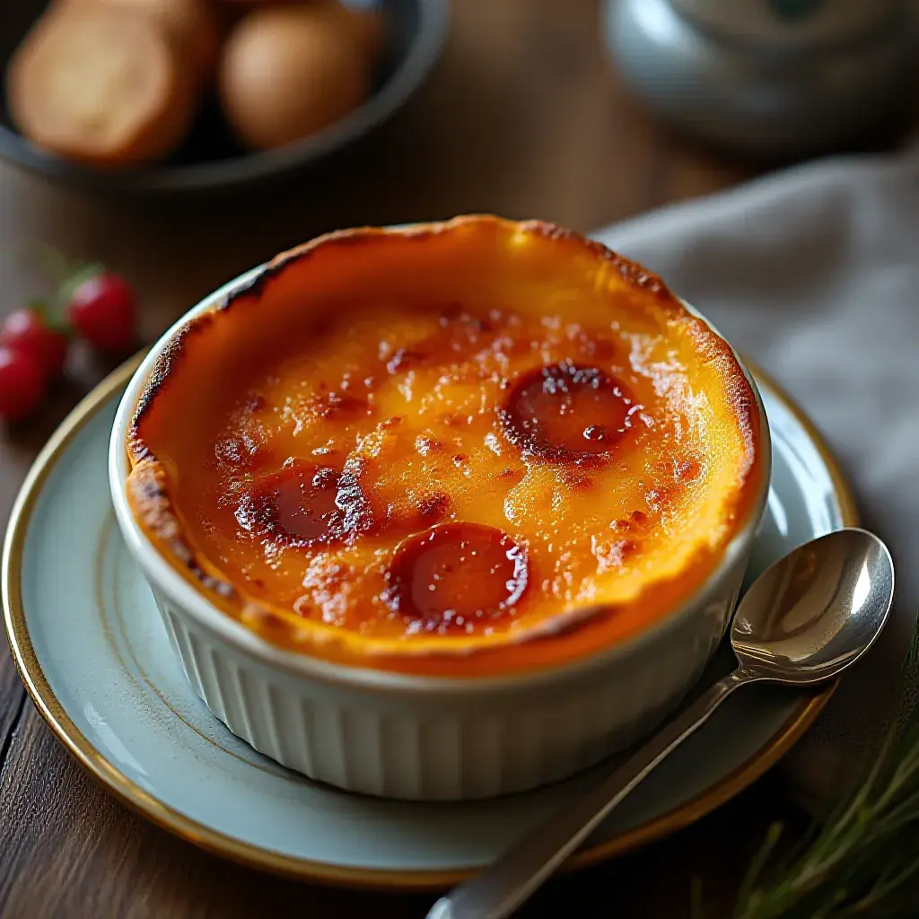 Sweet Potato Brûlée served in individual ramekins with caramelized sugar topping.