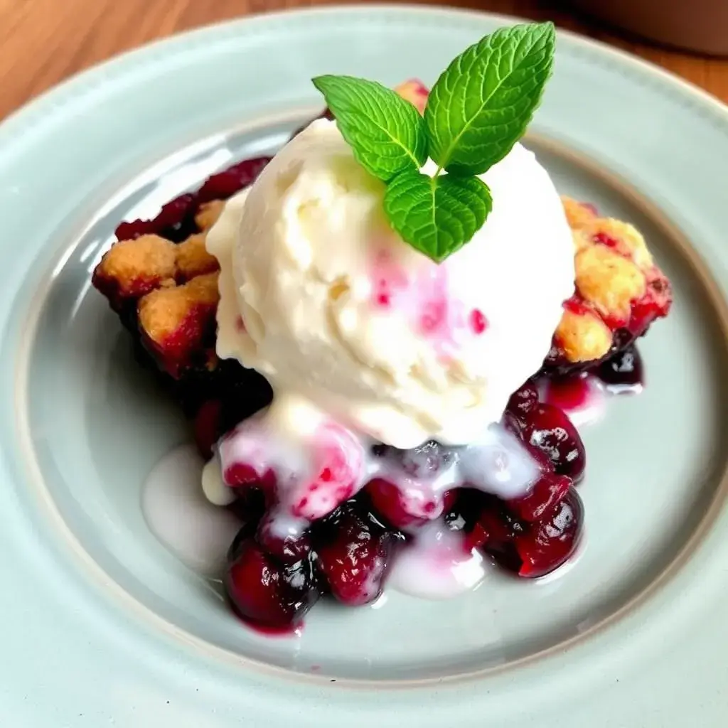 Freshly baked berry cobbler with a golden crust.