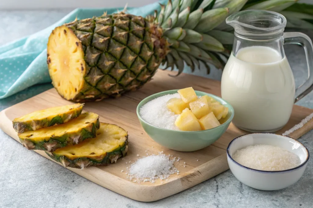 ingredients-for pineapple sherbet preparation