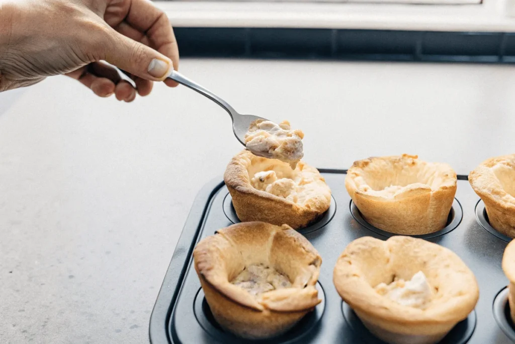 Filling Popovers with Chicken Pot Pie