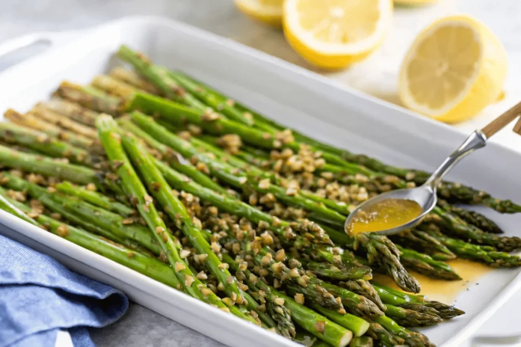 how long does it take to roast asparagus with lemon-garlic sauce.