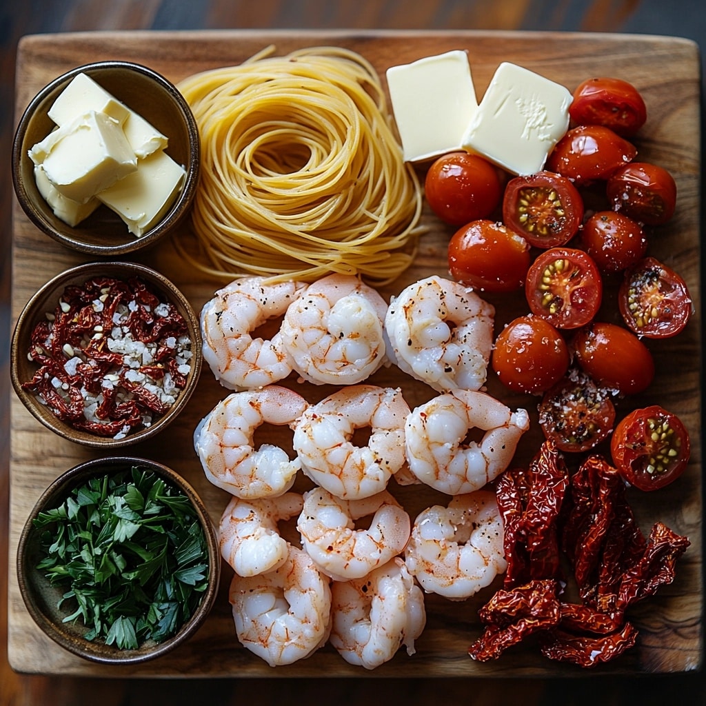 Shrimp Scampi with Sun-Dried Tomatoes: Quick & Flavorful Dinner Shrimp Scampi with Sun-Dried Tomatoes Shrimp scampi ingredients with sun-dried tomatoes